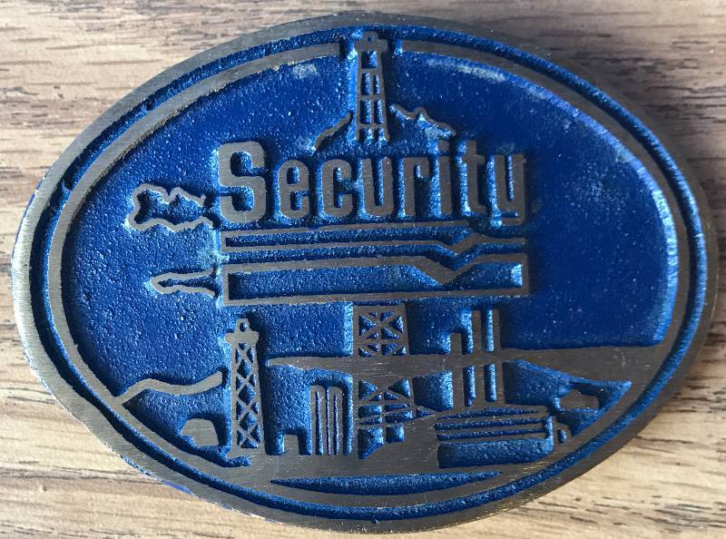 lot 3319 image: Old Security Oil Belt Buckle