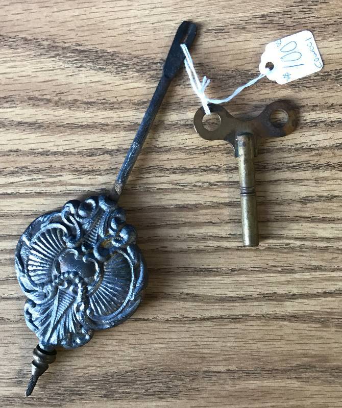lot 3320 image: Old Clock Pendulum and Key