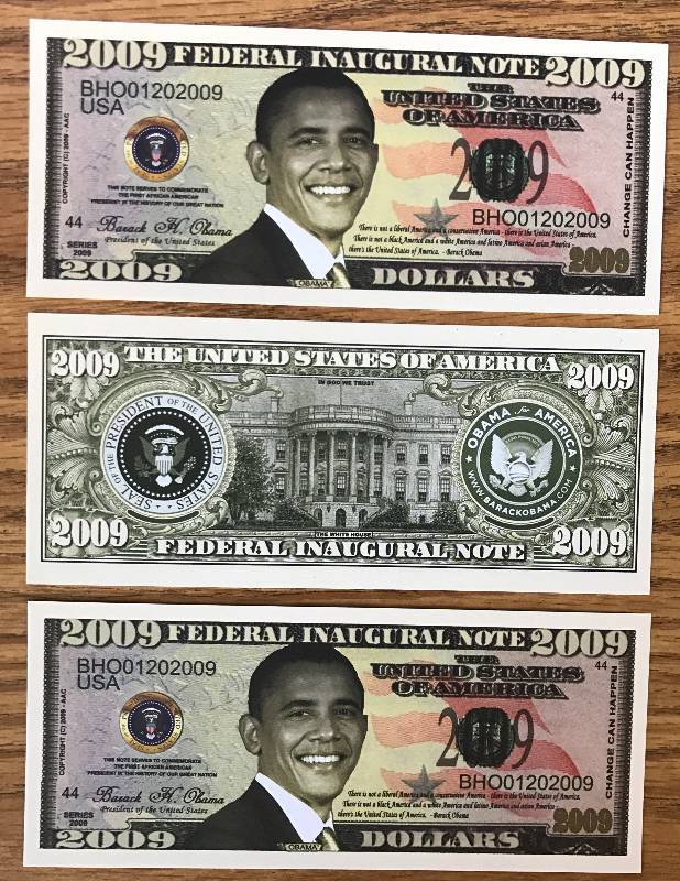 lot 3323 image: 2009 Federal Inaugural Note - Obama (Lot of 3)