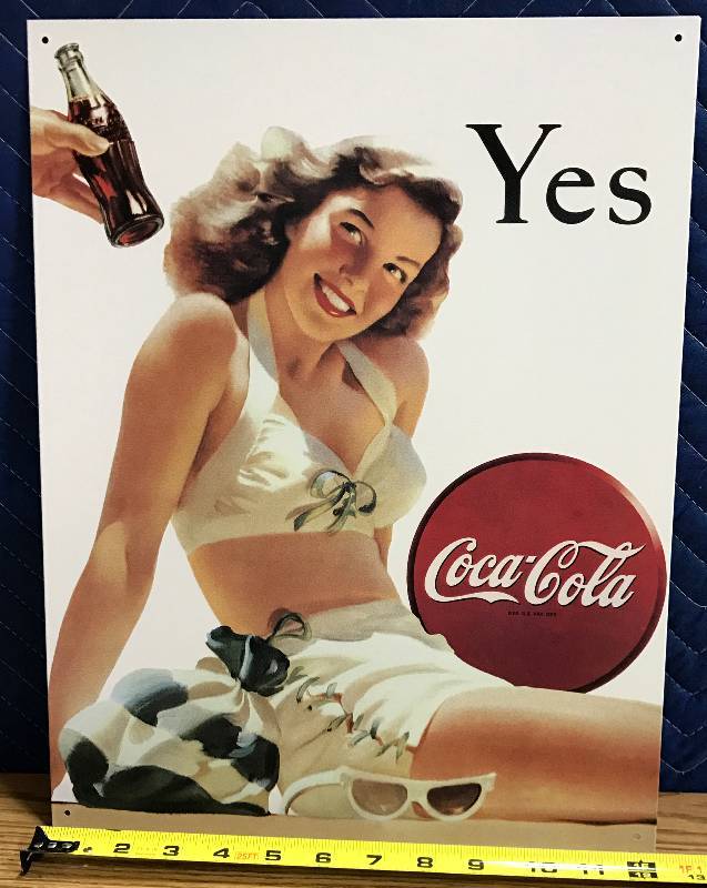 lot 3427 image: Nostalgic Metal - Coca-Cola - Coke Sign Yes