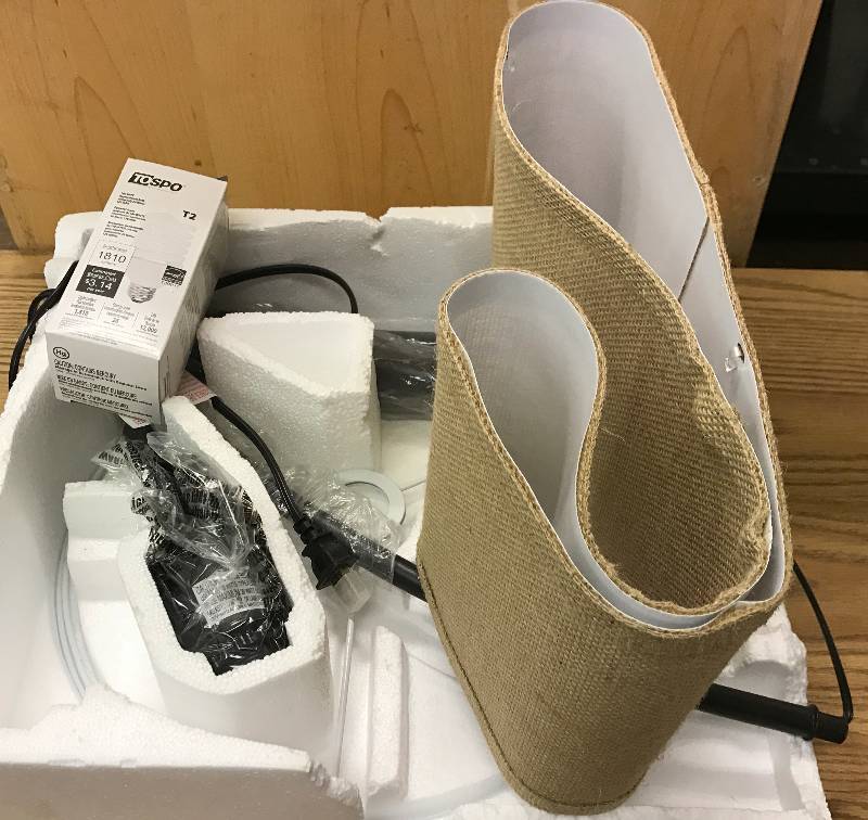lot 3078 image: New Pole Lamp With Canvas Shade (Unassembled)