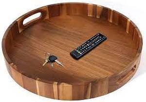 lot 75240 image: 20 In. Diameter Wood Round Serving Tray