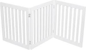 lot 75265 image: 24in 3 panel freestanding pet gate white