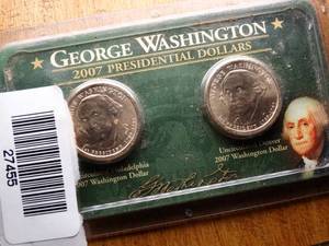 lot 27455 image: 2 Washington Dollar Coins  P & D