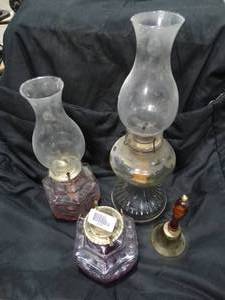lot 27463 image: Oil Lamps and Bell