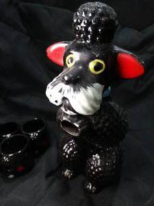 lot 27464 image: Black Poodle Decanter and Shot Glasses