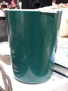 lot 27481 image: Green Plastic Trash Can and Rags