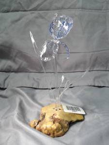 lot 27677 image: Hand Blown Glass Flower on Wood base