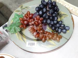 lot 27678 image: Floral Platter and Faux Grapes