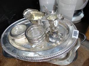lot 27786 image: Plated Cup Holders - Creamer - Platters - Misc Lot