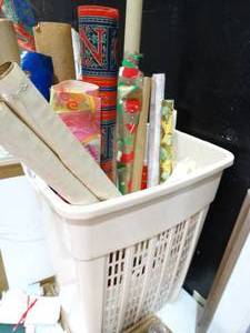 lot 27813 image: Seasonal Wrapping Paper and Laundry Basket