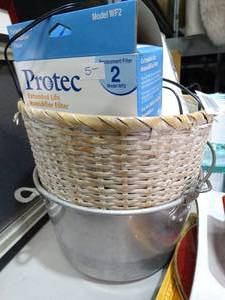 lot 27839 image: Metal Bucket  Wicker Backet  Phones and Filter