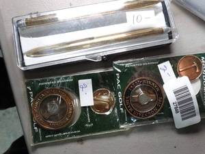 lot 27848 image: Golf Ball Markers and Pen and Pencil Set