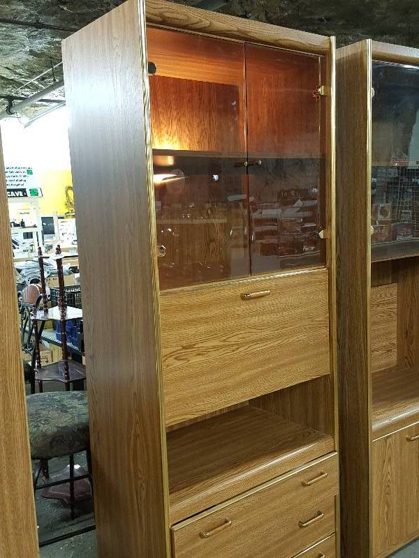lot 7653 image: One of 3 home cabinets we have for bids this week.  Sticker on the back shows this was made in the USA.