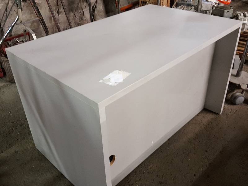 lot 7600 image: Heavy duty wood with Formica type laminated protective material computer desk 48 wide,