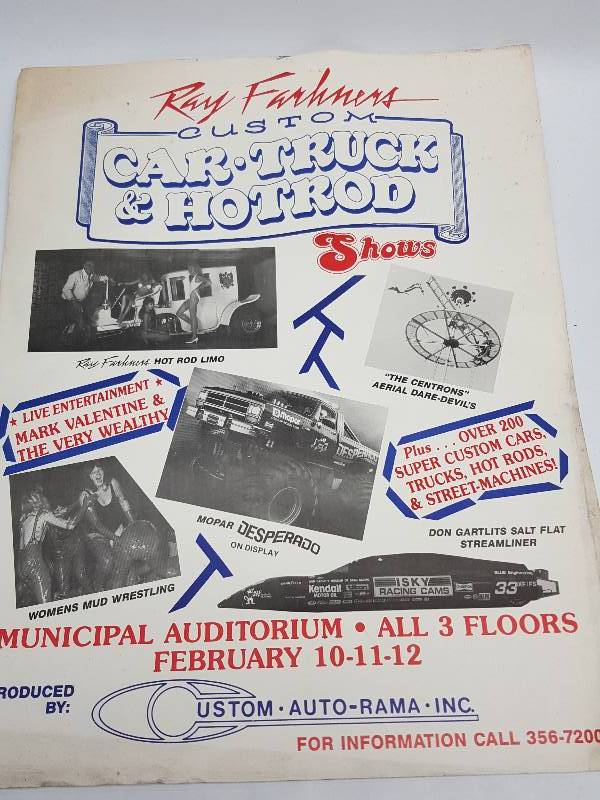 lot 7604 image: From the past in Kansas City Hot Rod and Custom show is this Ray Farhners show poster.