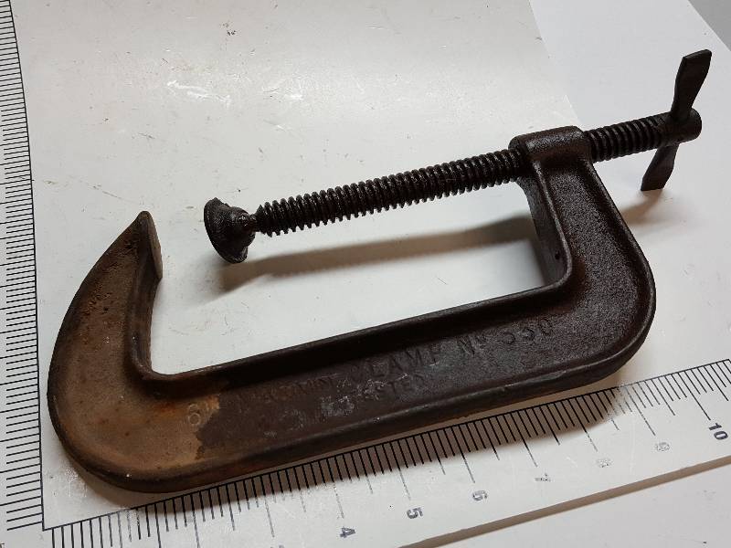 lot 7612 image: Cincinnati Tool Company 6 C Clamp in excellent shape.  Oiled up and ready to work