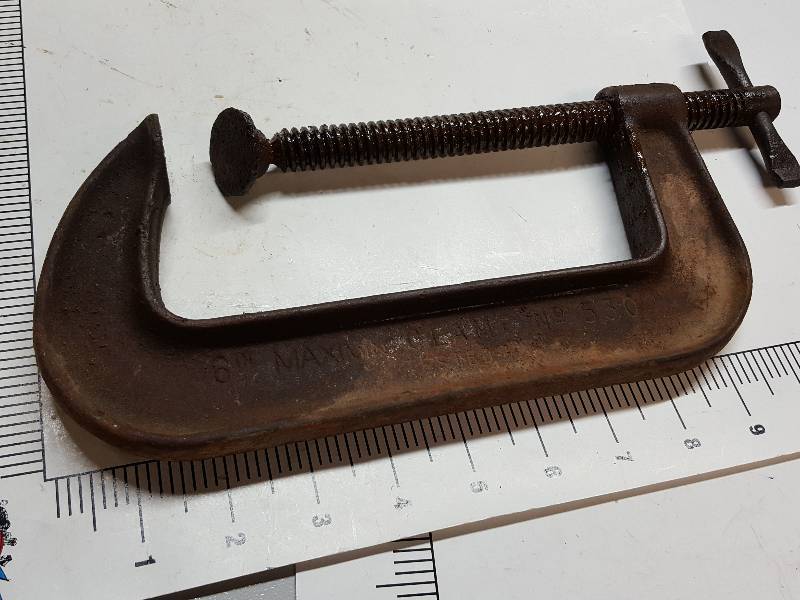 lot 7613 image: Cincinnati Tool Company 6 C Clamp in excellent shape.  Oiled up and ready to work