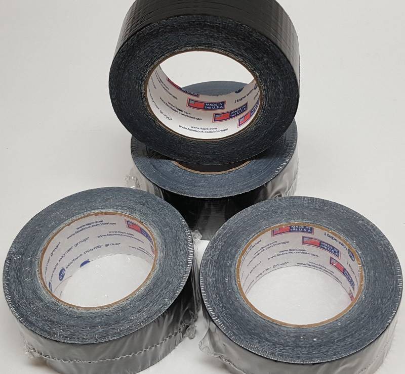 lot 9153 image: 4 Pack of USA Intertape Black Duct Tape AC10 48 mm x 54.8M (60 yards) (180 feet)