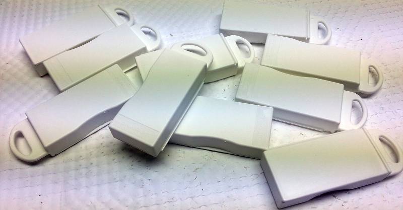 lot 7576-2 image: Package of 10 Small plastic pillboxes with a lid that attaches to your key chain, purse or whatever.