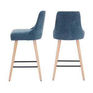 lot 1024 image: Stylewell Benfield Twilight Blue Upholstered Bar Stools With Back - Set Of 2&nbsp