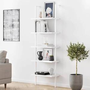lot 1057 image: Nathan James Theo Industrial 5-Shelf White Ladder Bookcase