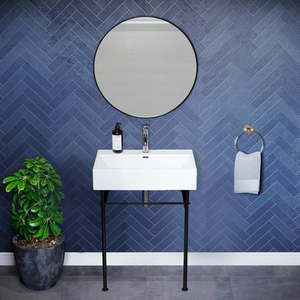 lot 1287 image: Swiss Madison Claire Porcelain Console Bathroom Sink White Basin Chrome Legs