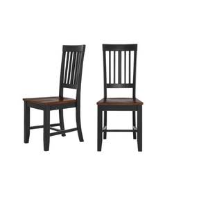 lot 1143 image: Stylewell Scottsbury Charcoal Black Wood Dining Chair With Slat Back And Walnut Brown Seat -Set Of 2 CharcoalWalnut