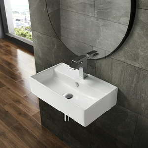 lot 1269 image: Swiss Madison Rectangular Ceramic Wall Mounted Bathroom Sink