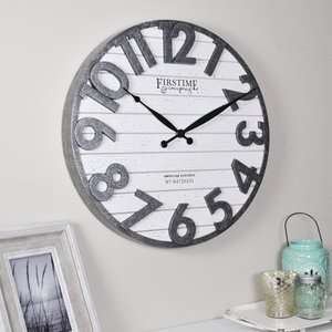 lot 1133 image: Firstime &amp Co Dark Silver Sawyer Shiplap Wall Clock Farmhouse Analog&nbsp