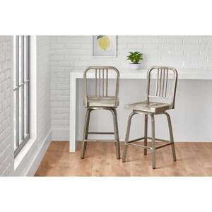 lot 1209 image: Stylewell Kipling Gunmetal Gray Metal Swivel Counter Stool With Back