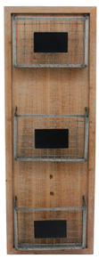 lot 1268 image: Galvanized And Wood Three Pocket Wall Organizer&nbsp