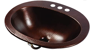 lot 1256 image: 17X21 Copper Sink Oval With Copper Care Kit