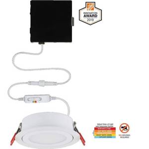 lot 1114 image: Commercial Electric Slim Directional 4 In Color Selectable New Construction And Remodel Canless Recessed Integrated LED Kit