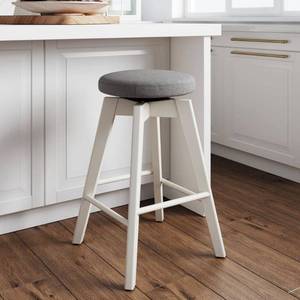 lot 1117 image: Nathan James Amalia Backless Kitchen Counter Height Bar Stool Solid Wood With 360 Swivel Seat Dark GrayWhite