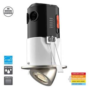 lot 1324 image: Commercial Electric 3In LED Dimmable Color Changing Brushed Nickel Recessed Kit 2700K - 5000K