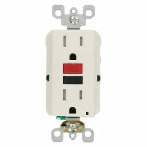 lot 1342 image: Leviton 15 Amp Self-Test Smartlockpro Slim Duplex Tamper Resistant Gfci Outlet White 3-Pack