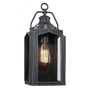 lot 1421 image: Home Decorators Collection 1-Light Charred Iron Outdoor Wall Lantern Sconce