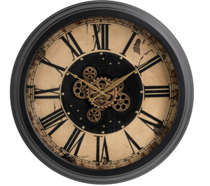 lot 1395 image: Glitzhome Oversized Vintage Round Gear Clock With Tempered Glass