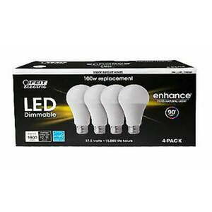 lot 1248 image: Feit Dimmable LED 3000K Bright White 4-PACK (100W Replacement) 17.5W