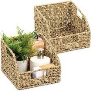 lot 2215 image: Wicker Storage Basket Organizers 2 Pack