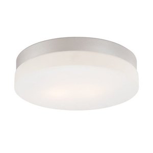lot 2223 image: Alico Disc 2 Light Flush Mount in Metallic Gray and White Opal Glass