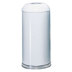 lot 6702 image: R32EGLWH Marshal� Steel Round Open-Top Indoor Refuse Container with Galvanized Steel Liner, 15 Gallon, White