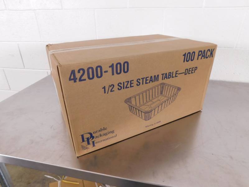 lot 6834 image: Case of Durable Packaging 12 Size Steam Table Aluminum Pans