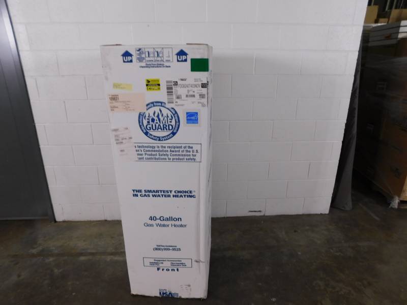 lot 6689 image: American FDG6240T403NOV Type 40 Gal Tank Fuel Natural Gas Water Heater Factory Sealed