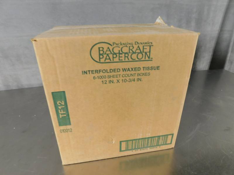 lot 6866 image: Case of Bagcraft Papercon Interfolded Waxed Tissue