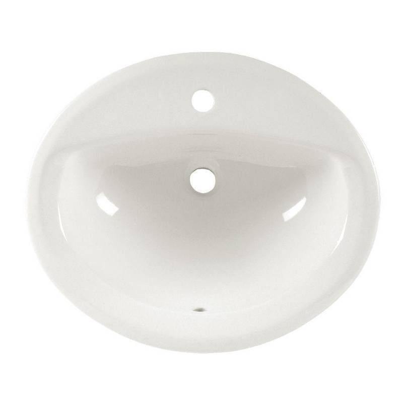 lot 6848 image: American Standard 0475.047.020 Aqualyn Self Rimming Countertop Sink with Center Hole Only and Tapered Edges, White