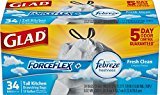 lot 6896 image: Glad ForceFlex Tall Kitchen Odor Shield Drawstring Trash Bags - White - 13 gal - 34 ct