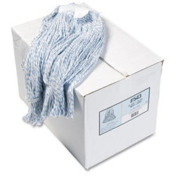 lot 7126 image: Four-Ply Floor Finish Looped-End Mop Heads, Large Size, White, 12 per Carton