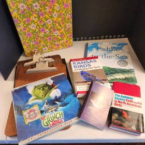 lot 1019 image: The Grinch DVD new, books, clipboards and notebook